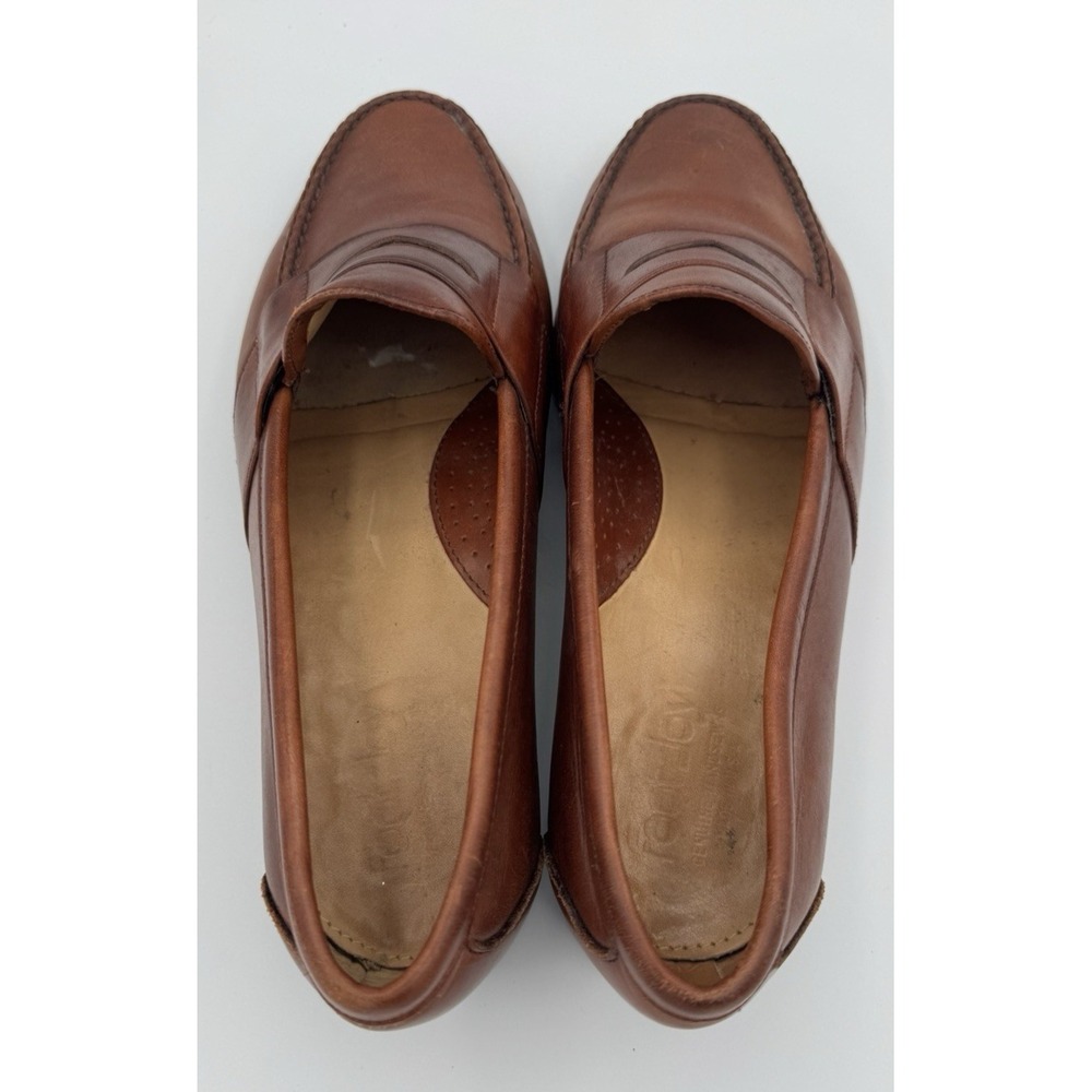 Footjoy FJ Dress Shoes Cognac Brown Leather Penny Loafers USA Men's Size 9.5 EE - Picture 4 of 7